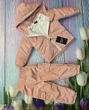 Демісезонний костюм для дівчинки дитячий куртка та штани з флісом на осінь Пудровий комплект Грейс 80-86, фото 5