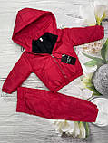 Курточка зі штанами на флісі дитяча для дівчинки демісезонна весна осінь Червоний костюм Твікс 80-86, фото 3