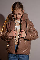 Куртка шкіряна на дівчинку підлітка Демісезонна підліткова осіння шкірянка для дівчаток весна осінь 140