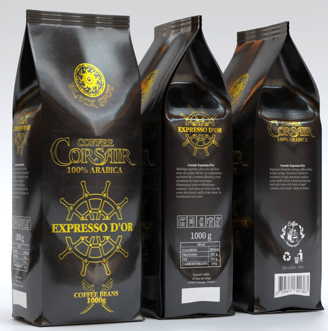 Кава в зернах Corsair Expresso d'or 1000г Франція 100% Arabica (Corsair Espresso D'Or)