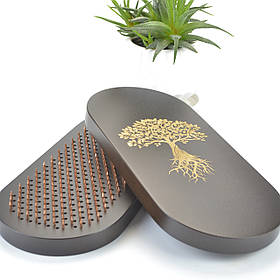 Динамічна дошка садху з мідними цвяхами для новачків в чорному кольорі венге овальна Дерево життя з кроком 10 мм