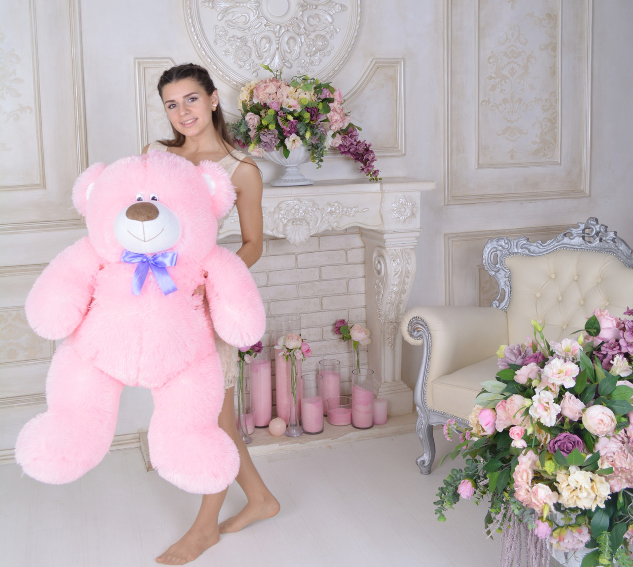 М'яка іграшка ведмедика (120 см), Харків "Рожевий"