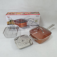 Квадратна сковорода-фритюрниця Top Kitchen з антипригарним покриттям TK-00091-Brown