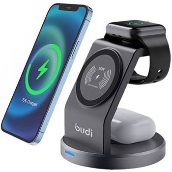Бездротовий зарядний пристрій 3в1, 15W, Budi WL4200B / Універсальна магнітна зарядка / Док станція