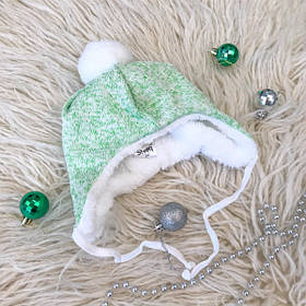 Шапочка дитяча "Меланжик" меланж, махра зріст 56 см (0 - 1 місяць) Betis Зелений