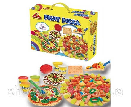 Набір тісто для ліплення Фруктова піца 5 кольорів, 8 аксесуарів, фото 1