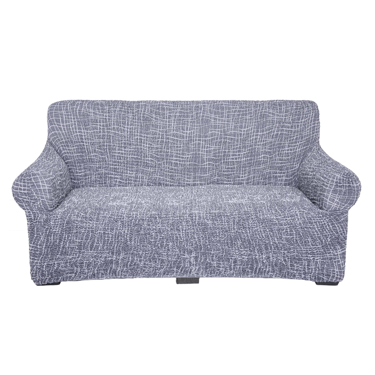 Чохол на диван 3-місний трикотажний сірий Італійський стиль Love You, фото 1