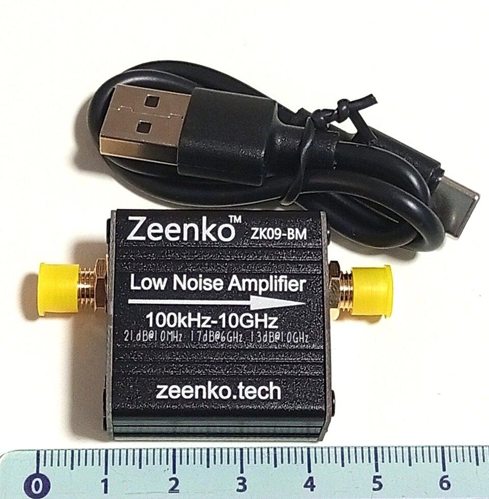 Підсилювач радіосигналів LNA 100kHz-10GH 21dB, з вбудованим акумулятором, Zeenko ZK09-BM