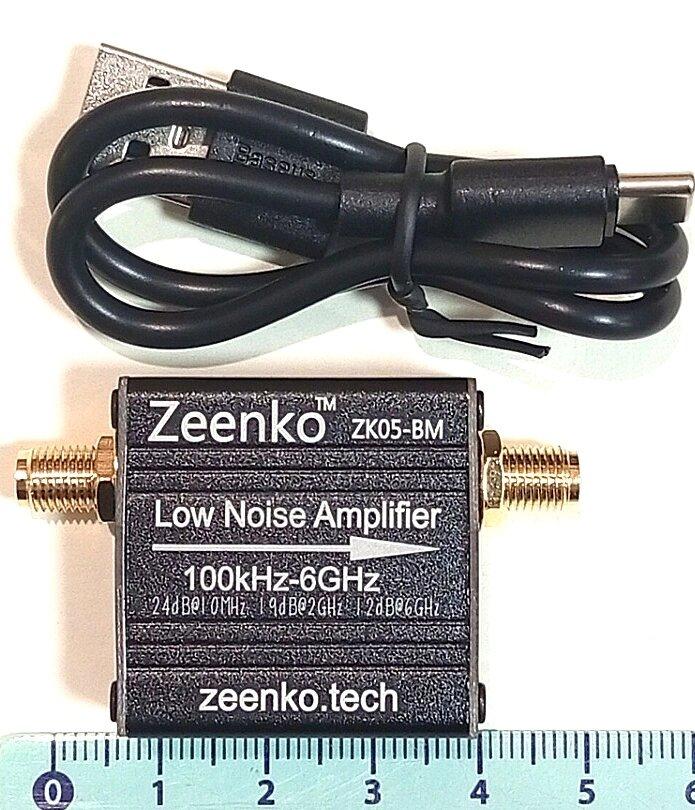 Підсилювач радіосигналів LNA 100kHz-6GH 24dB, з вбудованим акумулятором, Zeenko ZK05-BM