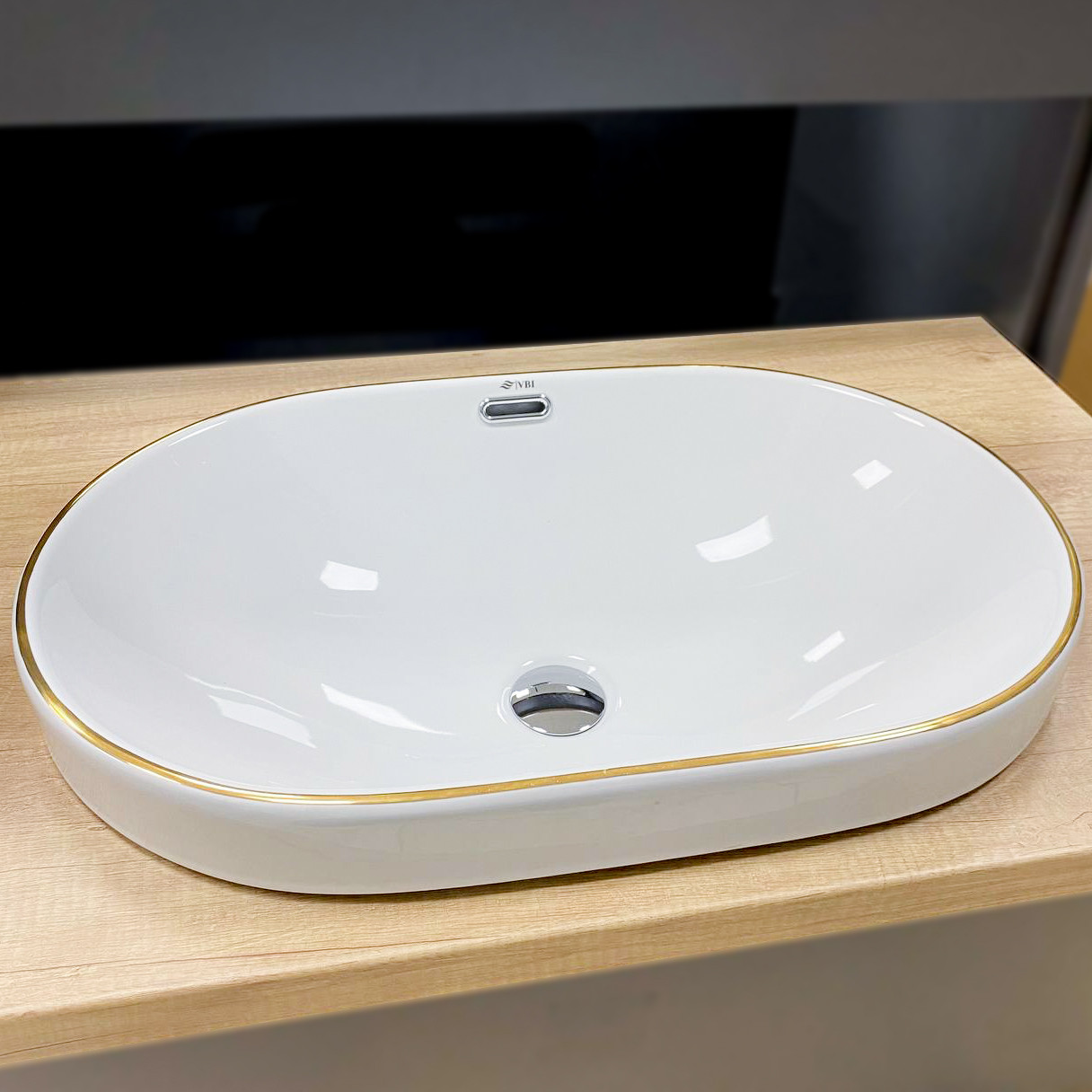 Умивальник (раковина) VBI GAETA WHITE GOLD EDGE врізний, фото 1