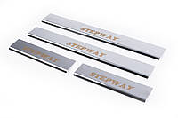 Накладки на пороги Carmos V1 (4 шт., Нержавейка) для Renault Sandero 2007-2013 гг