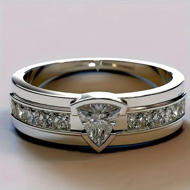 Чоловіча каблучка з різьбленими білими каменями класика розмір 19, фото 1