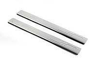 Накладки на пороги OmsaLine (2 шт, нержавейка) для Peugeot 107 2005-2014 гг