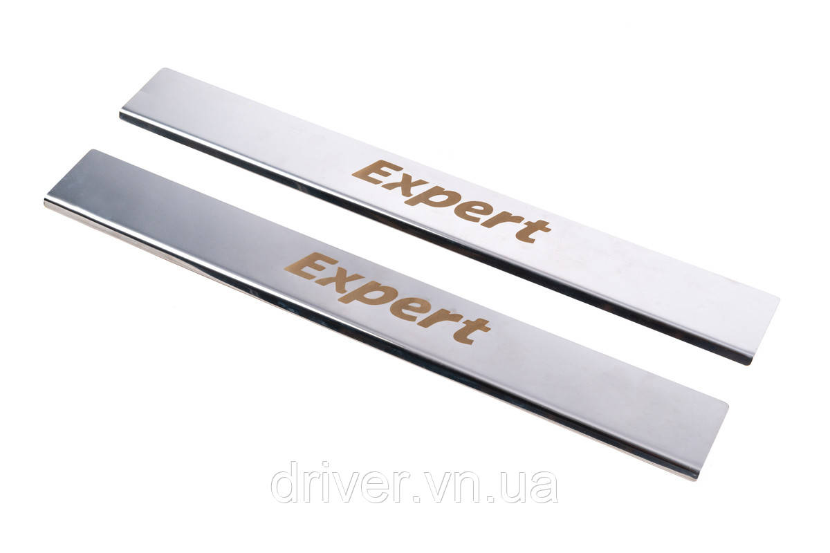 Накладки на пороги (Carmos, 2 шт, нерж) для Peugeot Expert 2007-2016 гг