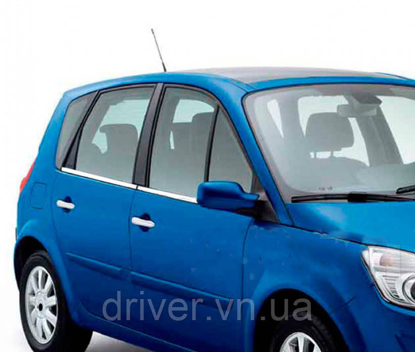 Наружняя окантовка стекол (4 шт, нерж) для Renault Scenic 1998-2003 гг