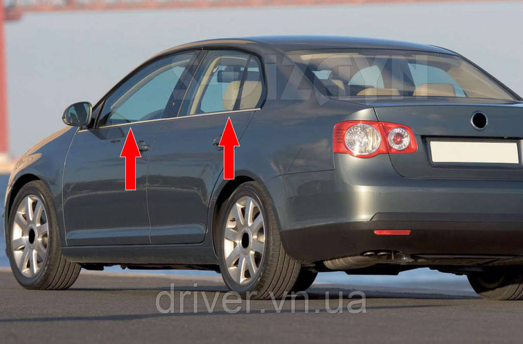 Наружняя окантовка стекол (4 шт, нерж) Carmos - Турецкая сталь для Volkswagen Jetta 2006-2011 гг