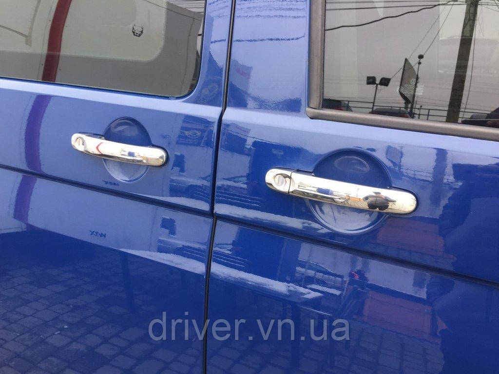 Накладки на ручки (нержавейка) 4 штуки. Carmos - Турецкая сталь для Volkswagen T5 Transporter 2003-2010 гг