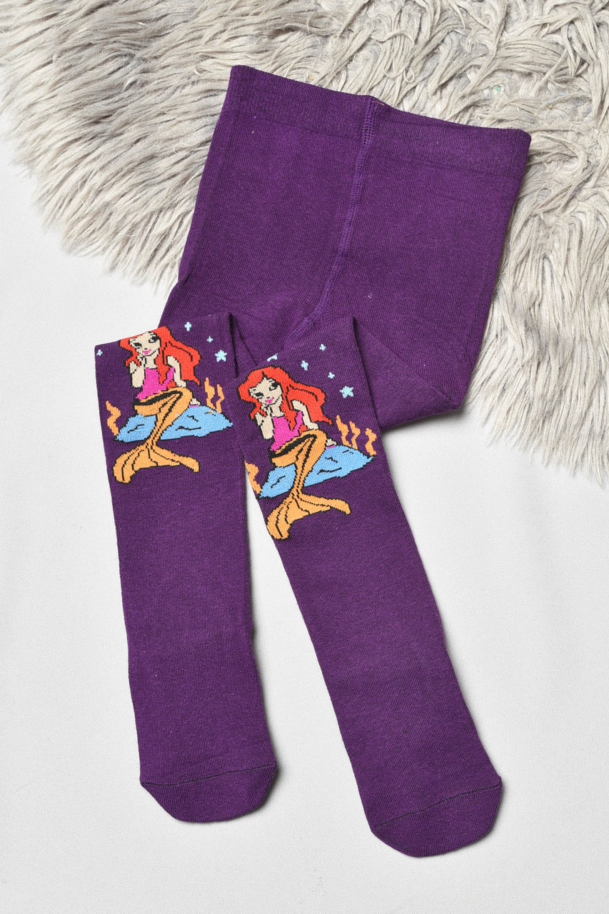 Колготи дитячі з малюнком для дівчинки фіолетового кольору р.98-104 189975M, фото 1