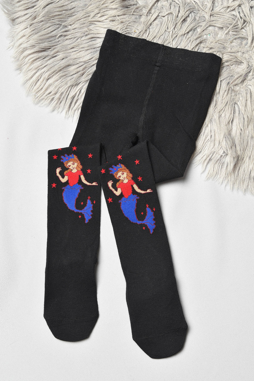 Колготи дитячі з малюнком для дівчинки чорного кольору р.104-116 189976M, фото 1