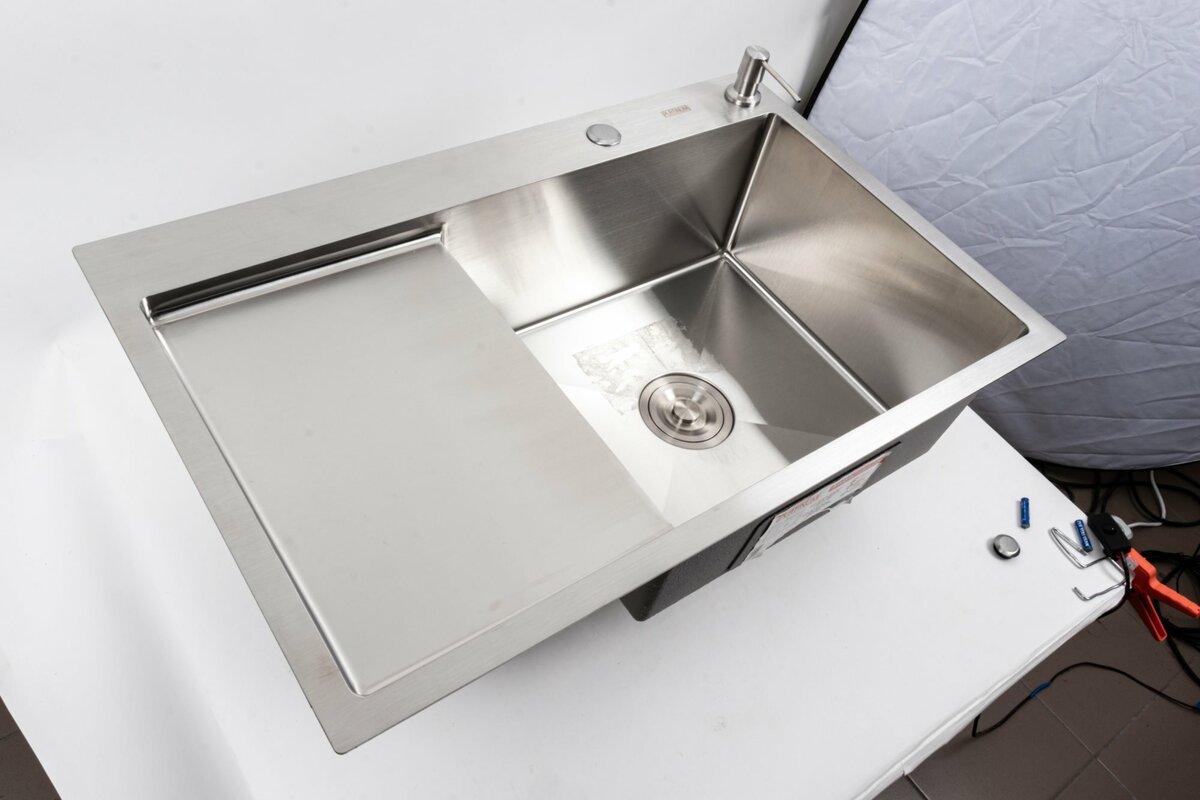 Кухонна мийка нержавійка 78*50 R Platinum Handmade (круглий сифон 3.0/0.8), фото 1