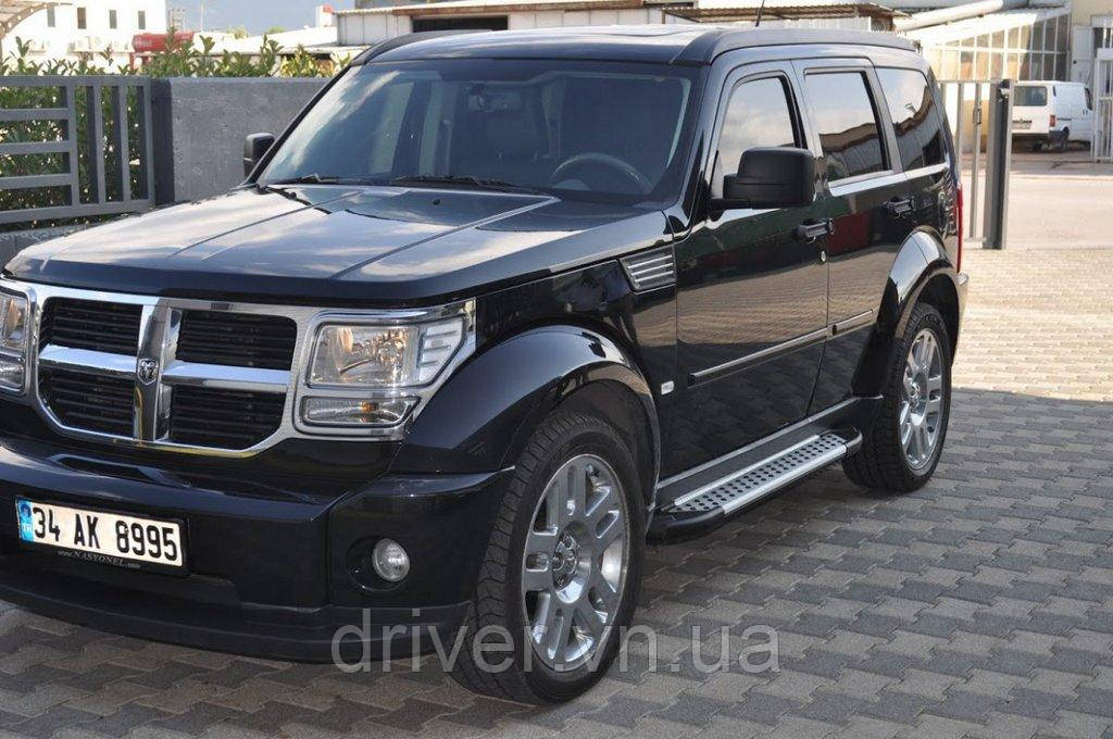 Боковые пороги Allmond Grey (2 шт., алюминий) для Dodge Nitro 2007- гг