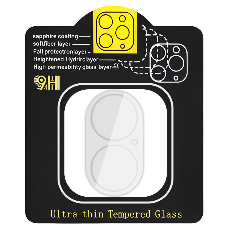 Захисне скло на камеру Full Block (тех.пак) для Apple iPhone 16 (6.1") / 16 Plus (6.7") Прозорий, фото 1