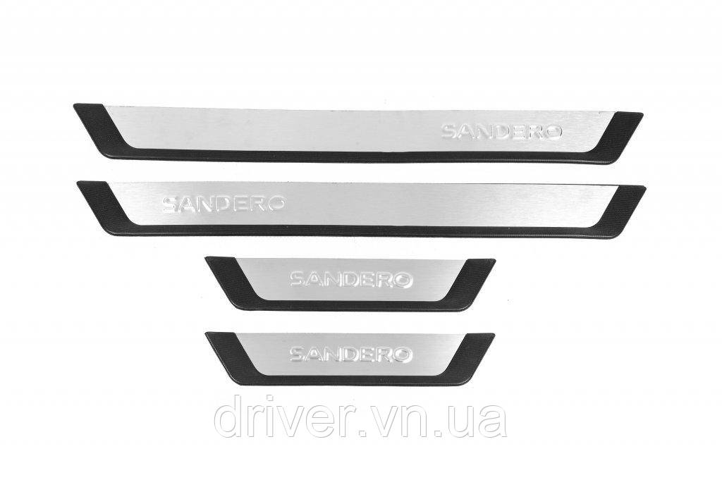 Накладки на пороги Flexill (4 шт, нерж) Sport для Renault Sandero 2013-2022 гг