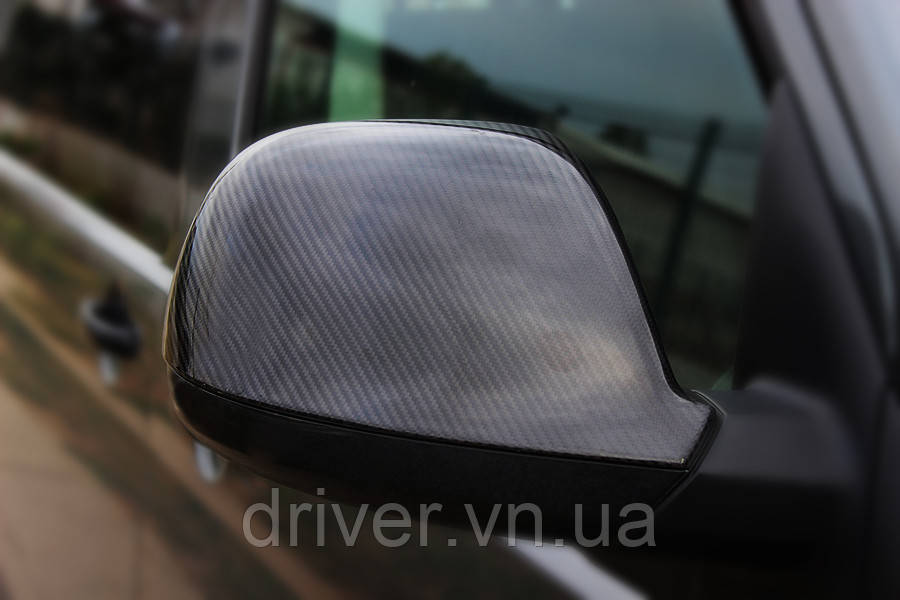 Накладки на зеркала (2 шт, натуральный карбон) для Volkswagen Amarok 2010-2022 гг