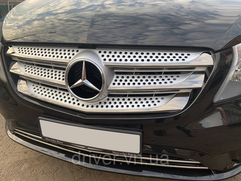 Накладки на решетку 2014-2020 (5 шт, BlackChrome) для Mercedes Vito/V-class W447 2014- гг