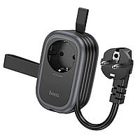 Сітковий підовжувач HOCO NS7 Sharp 1 position(PD20W/1C2A) desktop socket(EU/GER) Black