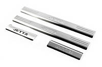 Накладки на внутренние пороги из нержавеющей стали 4 шт, с надписью, OmsaLine - Итальянская нержавейка для