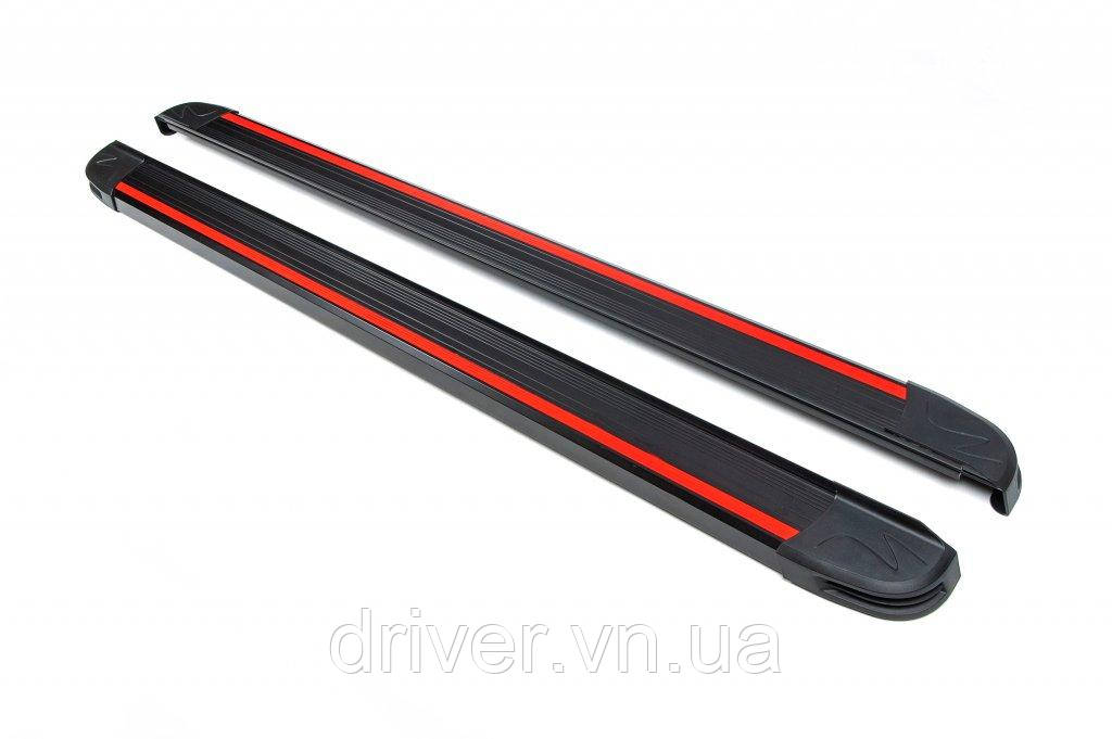Боковые пороги Maya Red-Black (2 шт., алюминий) Короткая (short) и средняя (Long) для Mercedes Vito/V-class