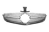 Передняя решетка Diamond Silver (для C63) 2012-2015 для Mercedes C-class W204, фото 3
