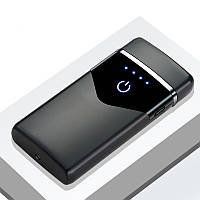 USB запальничка електронна/електроімпульсна з металевим корпусом FOGSON HB020 чорна матова (DA-157221)