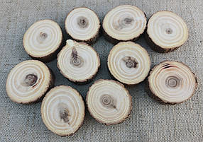 Зріз дерева для декору, аплікацій, рукоділля, 10 шт. d 40-50 мм.