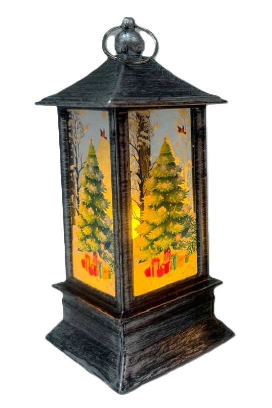 Лампа-ліхтар новорічна на ялинку Stenson R96331 із підсвічуванням 12.5х5.5 см