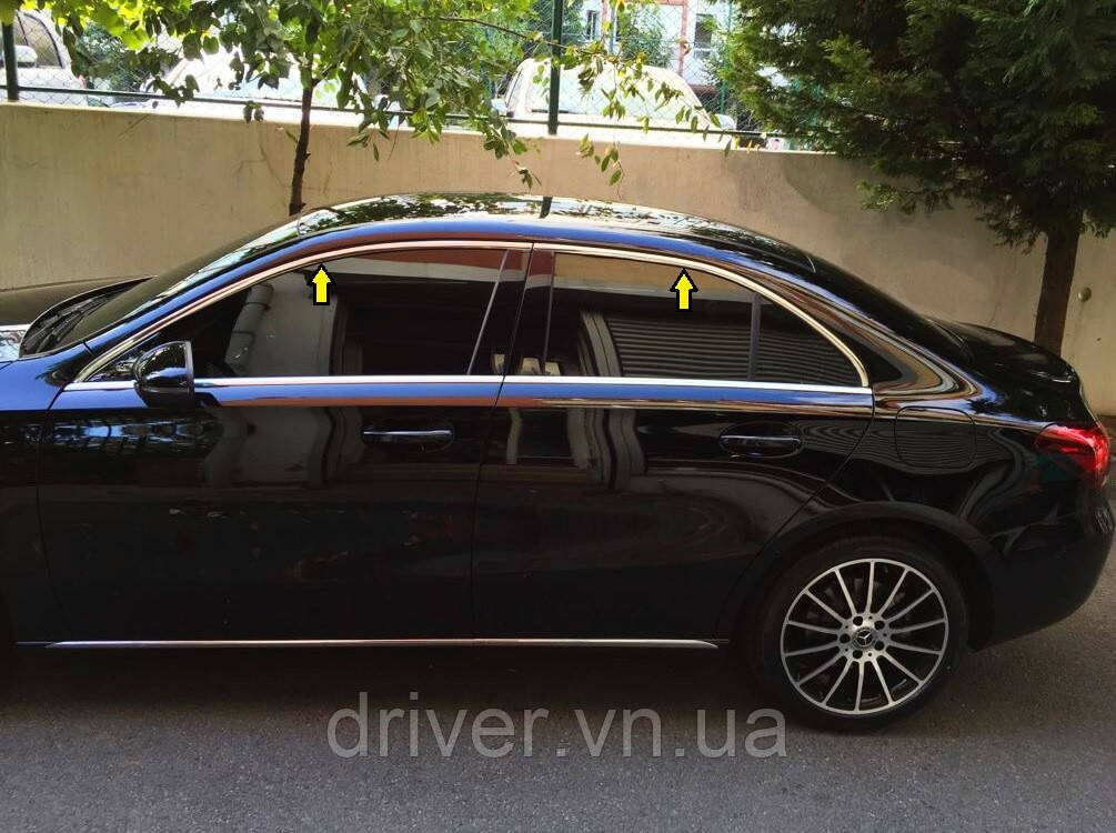 Верхняя окантовка окон (4 шт, нерж) для Mercedes A-сlass W177 2018- гг