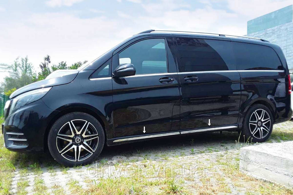 Молдинги на пороги (4 шт, нерж) для Mercedes Vito/V-class W447 2014- гг
