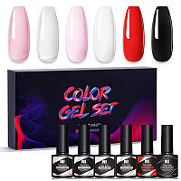 Набір лаків для манікюру базових кольорових різних. Гель-лаки для нігтів. Шовлак (6 шт.)