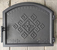 Дверцята чавунні для каміну 420x490 мм , печі , духовки, барбекю. Дверца для печі арочні. Дверцята аркові