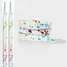 Білі шнурки з кольоровим малюнком для кросівок та черевиків