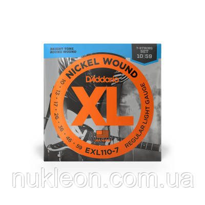 Популярний! Струни для гітари D'Addario XL Nickel Wound Regular Light 7-String (10-59) (EXL110-7) - Краща якість тільки на