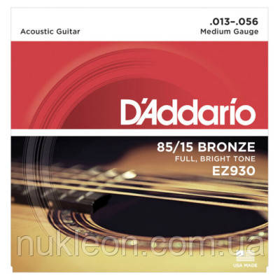 Популярний! Струни для гітари D'Addario 85/15 Bronze Medium (13-56) (EZ930) - Краща якість тільки на Nukleon.com.ua