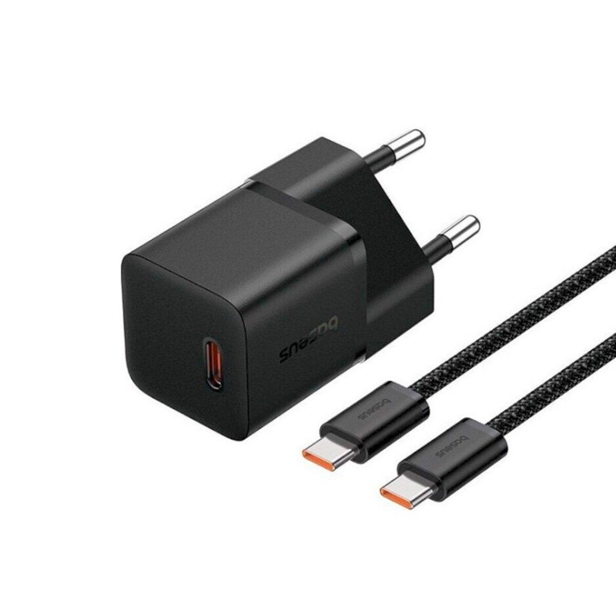 Мережевий зарядний пристрій Baseus GaN5 Fast Charger(mini) 1C 20W EU Cluster Black(With: Baseus Dynamic 3 Series Fast Charging, фото 1