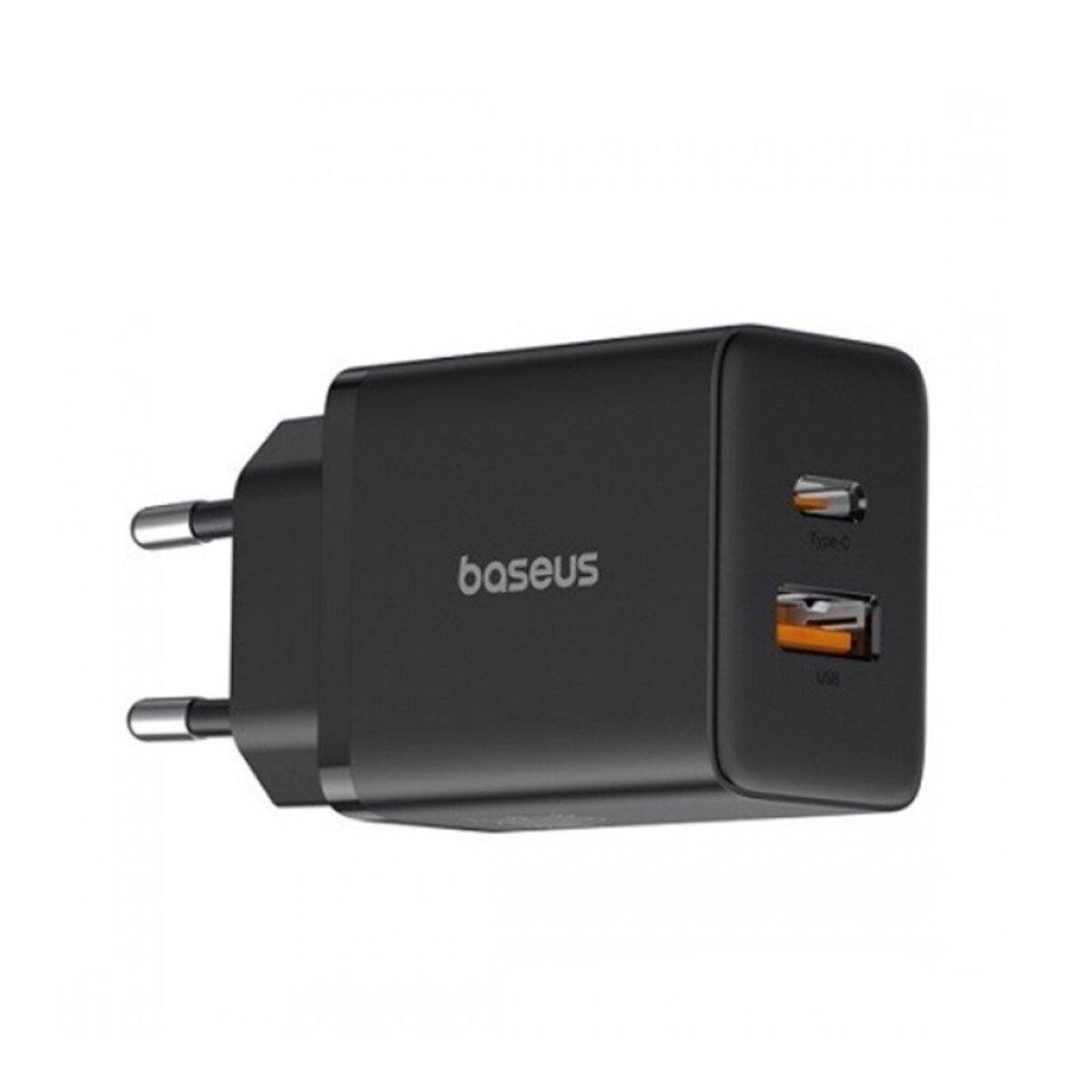 Мережевий зарядний пристрій Baseus Cube Fast Charger C+U 30W EU Cluster Black, USB Type-C, Power Delivery, фото 1