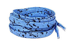 Шнурки з чорними плямами для взуття сині