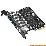PCI-E адаптер USB 3.0 карта розширення з 7 портами для настільного комп'ютера з високошвидкісним контролером NEC швидкість передач, фото 5