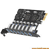PCI-E адаптер USB 3.0 карта розширення з 7 портами для настільного комп'ютера з високошвидкісним контролером NEC швидкість передач, фото 6