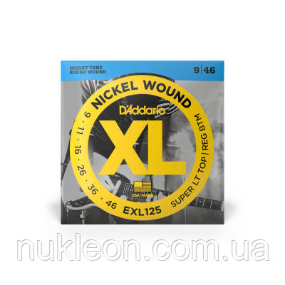 Популярний! Струни для гітари D'Addario XL Nickel Wound Super Light Top / Regular Bottom (09-46) (EXL125) - Краща якість