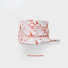 Шнурки з помаранчевим малюнком для кед, кросівок, черевиків білі